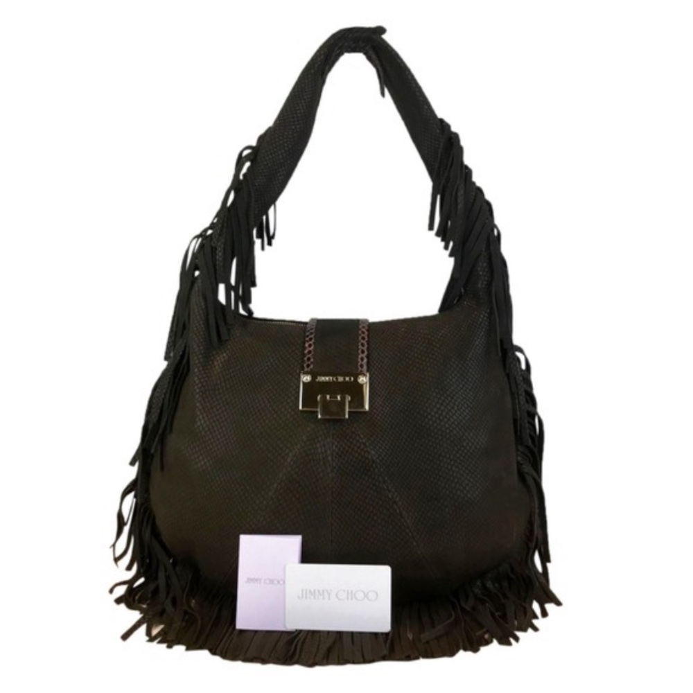 Jimmy Choo Fringe Snakeskin Roxie